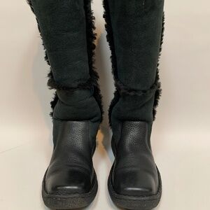 Women's Born Size 8 Black Leather Shearling Fold Down Boots